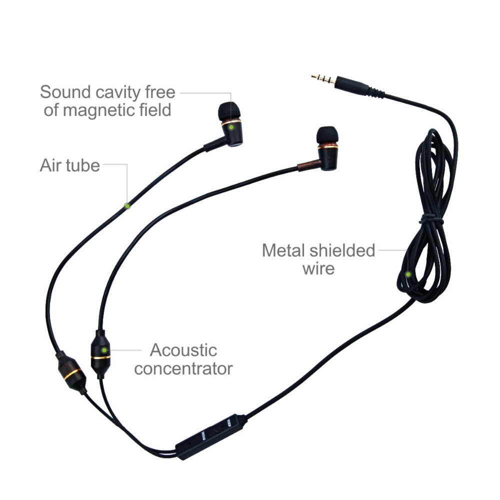Air Tube Earphones with low EMF - Ehsshield